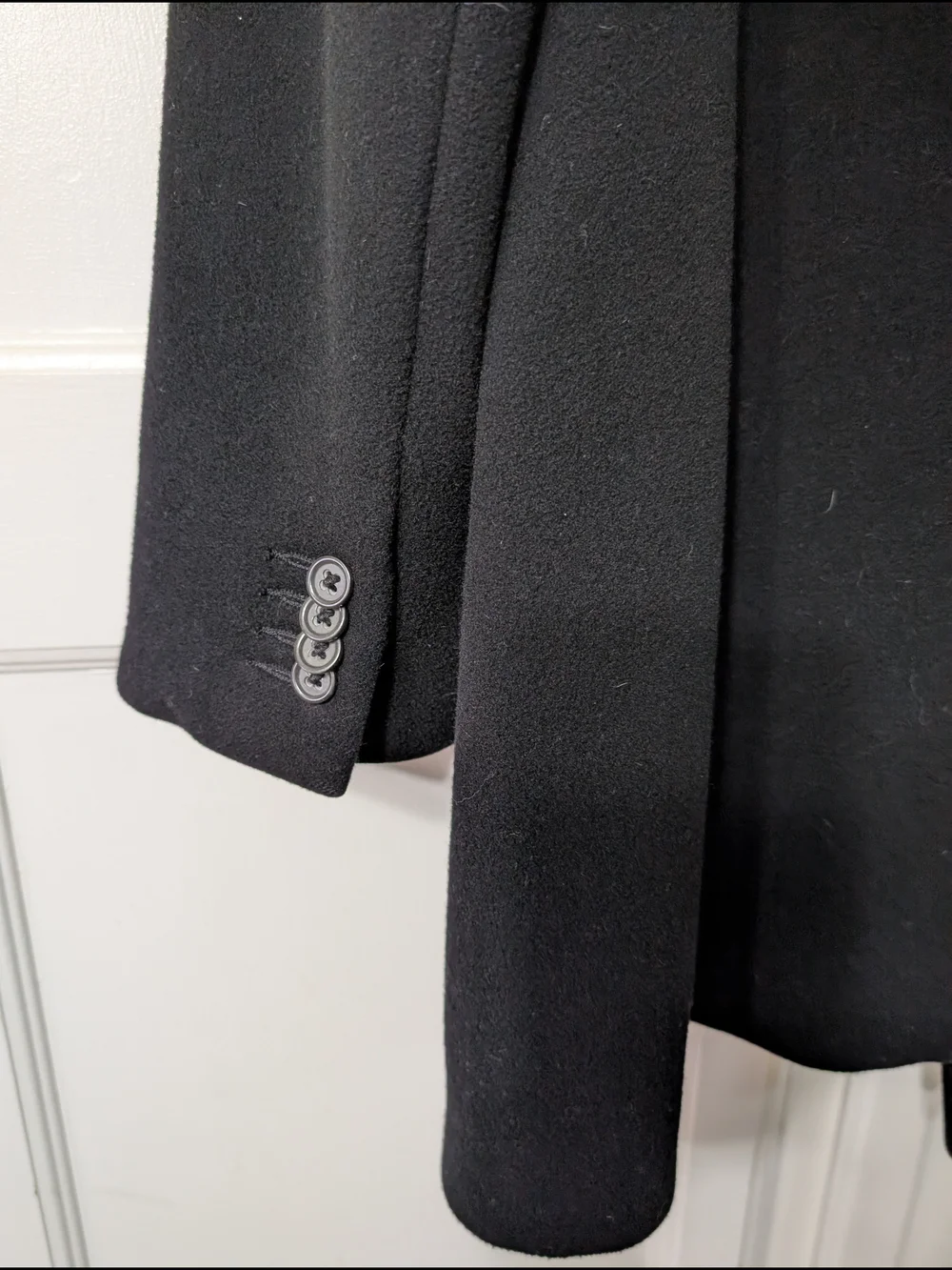 BR Classic Wool/Cashmere Men's Double Breasted Black Peacoat L